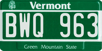 VT license plate BWQ963