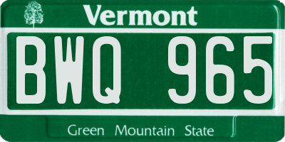 VT license plate BWQ965