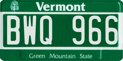 VT license plate BWQ966