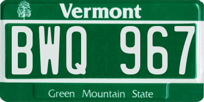 VT license plate BWQ967