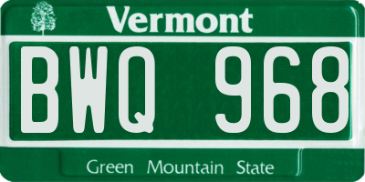 VT license plate BWQ968