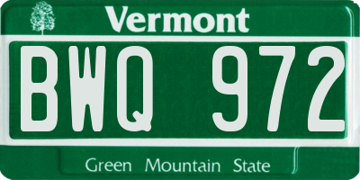 VT license plate BWQ972