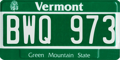 VT license plate BWQ973