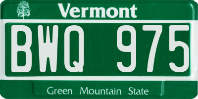 VT license plate BWQ975