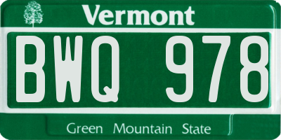 VT license plate BWQ978