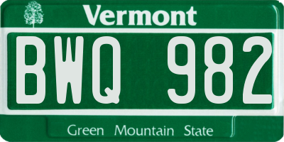 VT license plate BWQ982