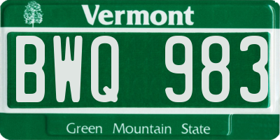 VT license plate BWQ983