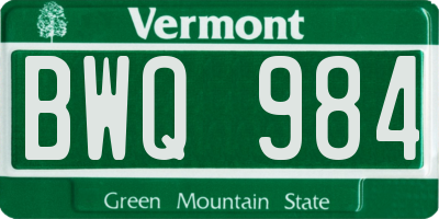 VT license plate BWQ984