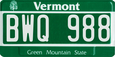 VT license plate BWQ988