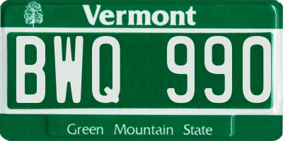 VT license plate BWQ990