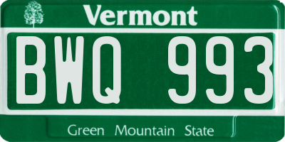 VT license plate BWQ993