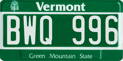 VT license plate BWQ996