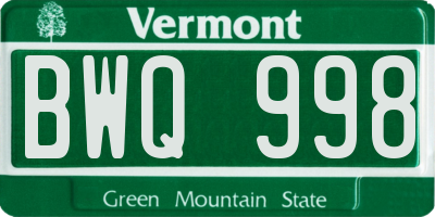 VT license plate BWQ998
