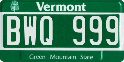 VT license plate BWQ999