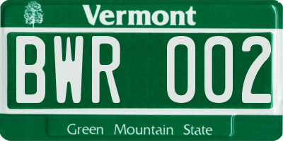 VT license plate BWR002