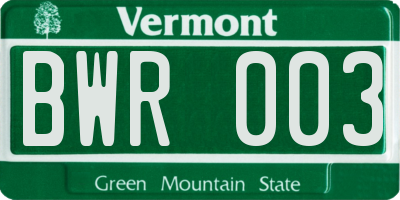 VT license plate BWR003