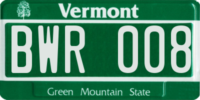 VT license plate BWR008