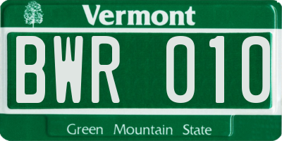 VT license plate BWR010