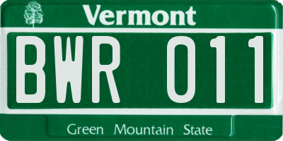 VT license plate BWR011