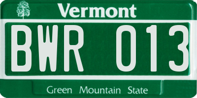 VT license plate BWR013