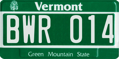 VT license plate BWR014
