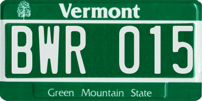 VT license plate BWR015
