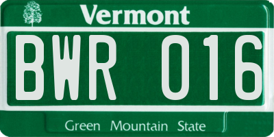 VT license plate BWR016