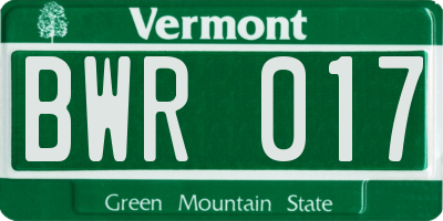 VT license plate BWR017