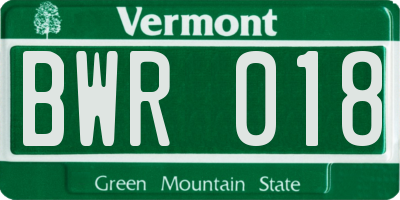VT license plate BWR018