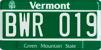 VT license plate BWR019