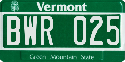 VT license plate BWR025