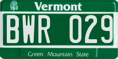 VT license plate BWR029