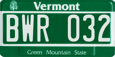 VT license plate BWR032