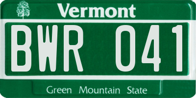 VT license plate BWR041