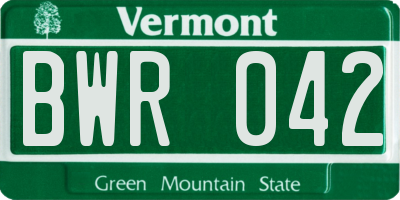 VT license plate BWR042