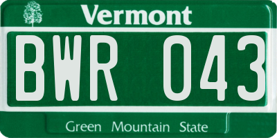 VT license plate BWR043