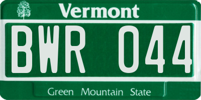 VT license plate BWR044