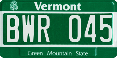 VT license plate BWR045
