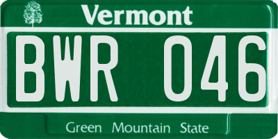 VT license plate BWR046
