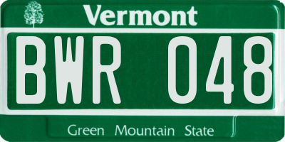VT license plate BWR048