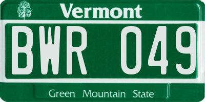 VT license plate BWR049