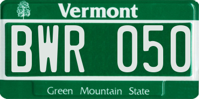 VT license plate BWR050