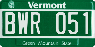 VT license plate BWR051