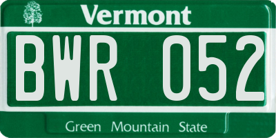 VT license plate BWR052