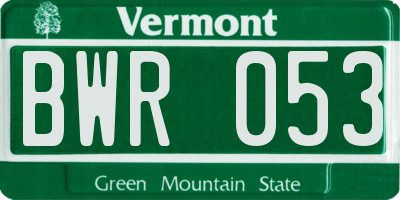 VT license plate BWR053