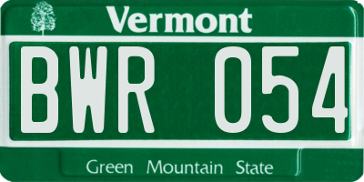 VT license plate BWR054