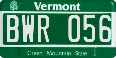 VT license plate BWR056