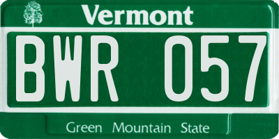VT license plate BWR057