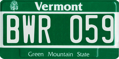 VT license plate BWR059
