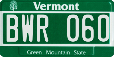 VT license plate BWR060